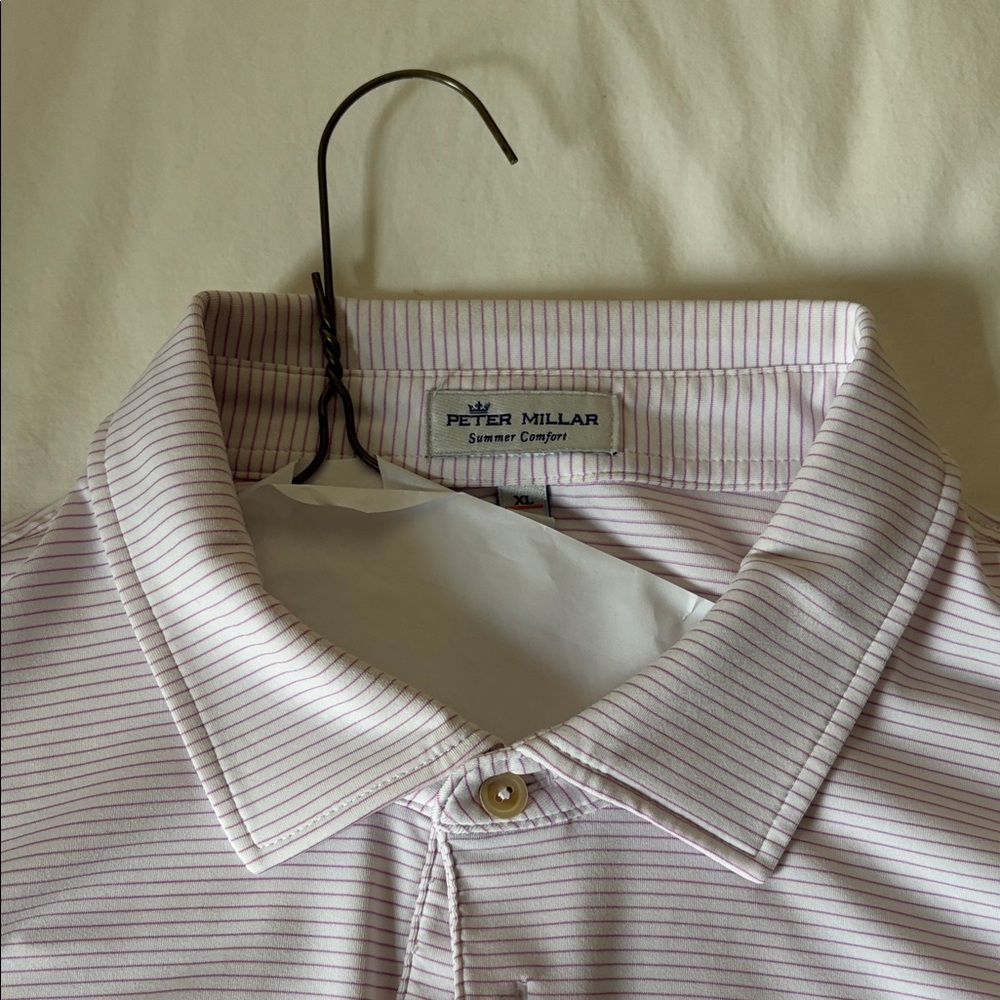 Peter Millar Men's Light Pink Striped Polo